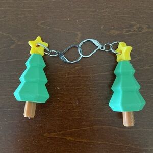 Green and Yellow Christmas Tree Earrings
